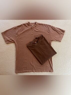 Los Angeles Apparel neutrals Brown Short Sleeve Crew Neck T-Shirts - Two Pack